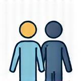 Icon representing mentorship or supervision with two figures and a guiding arrow.