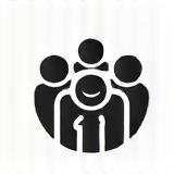 Icon representing a group learning or workshop setting.
